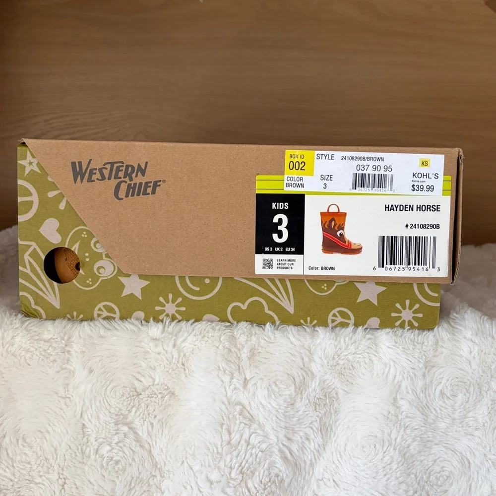 NWT•Western Chief Hayden Horse Kids’ Waterproof Rain Boots | Size 3